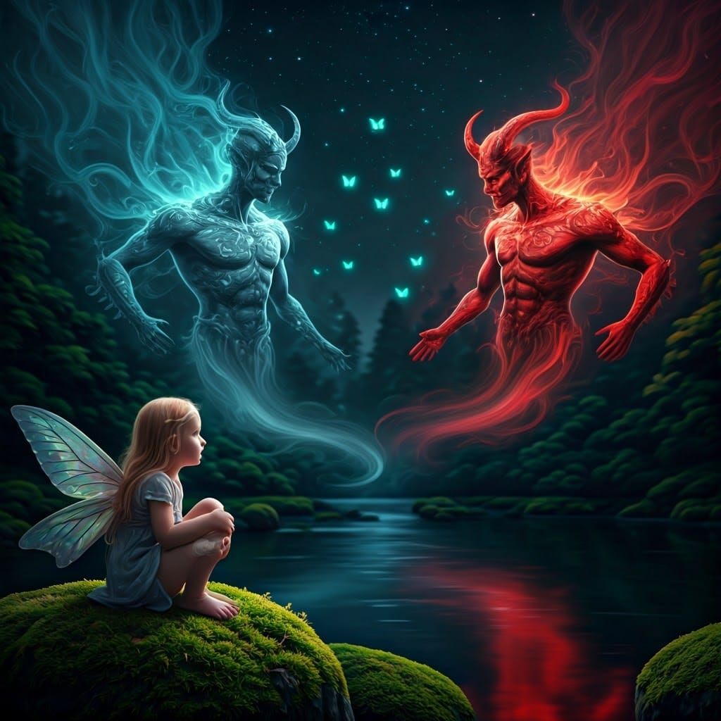 Fairy's Night Encounter with Genie and Demon
