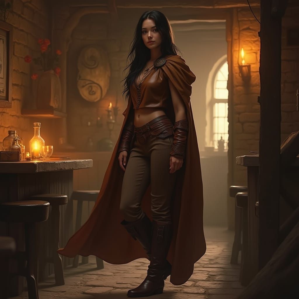 Fantasy Tavern Maiden in Earthy Tones