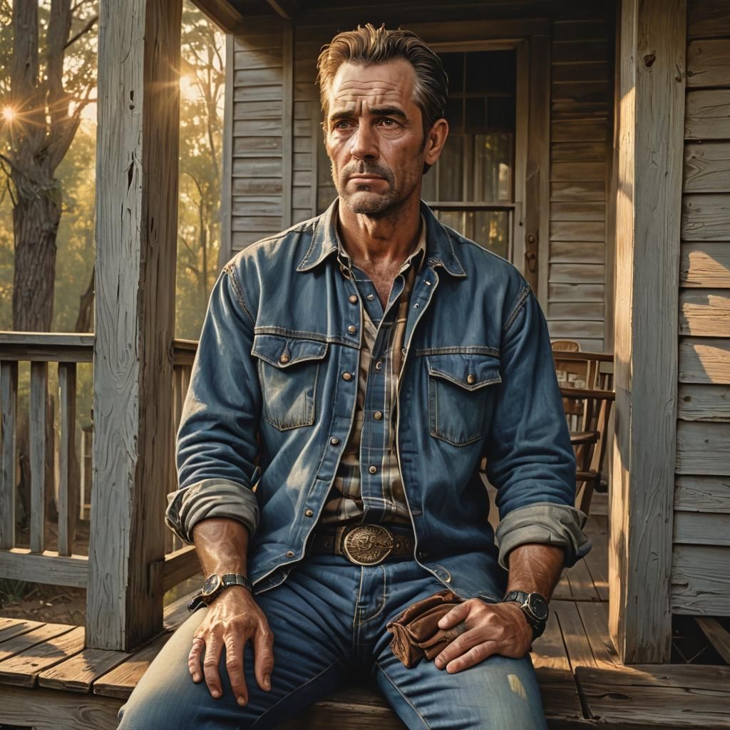 Surreal Southern Gentleman in Rustic Atmosphere