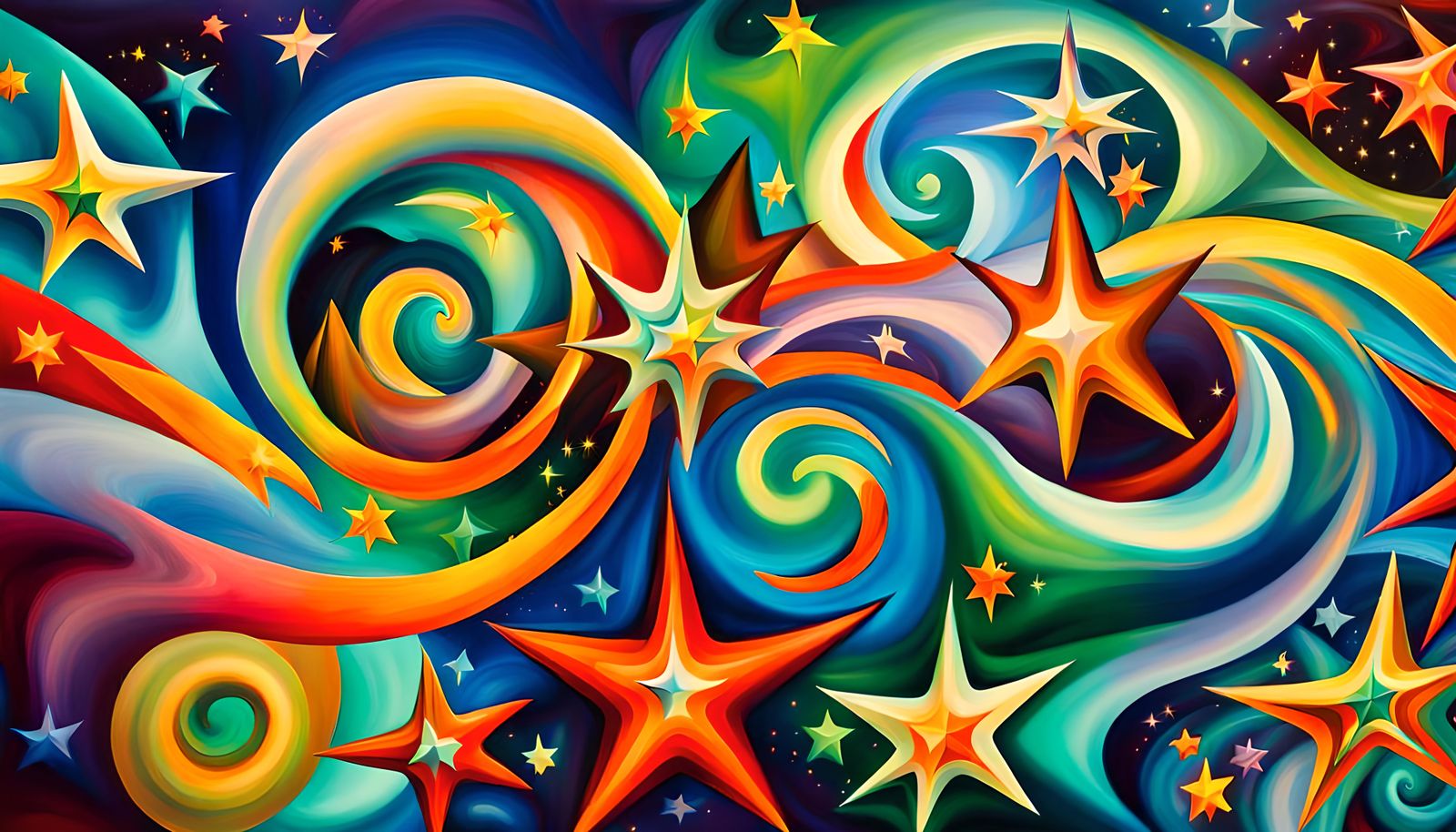 Iridescent Stars in Electromagnetic Plasma: Impasto Painting