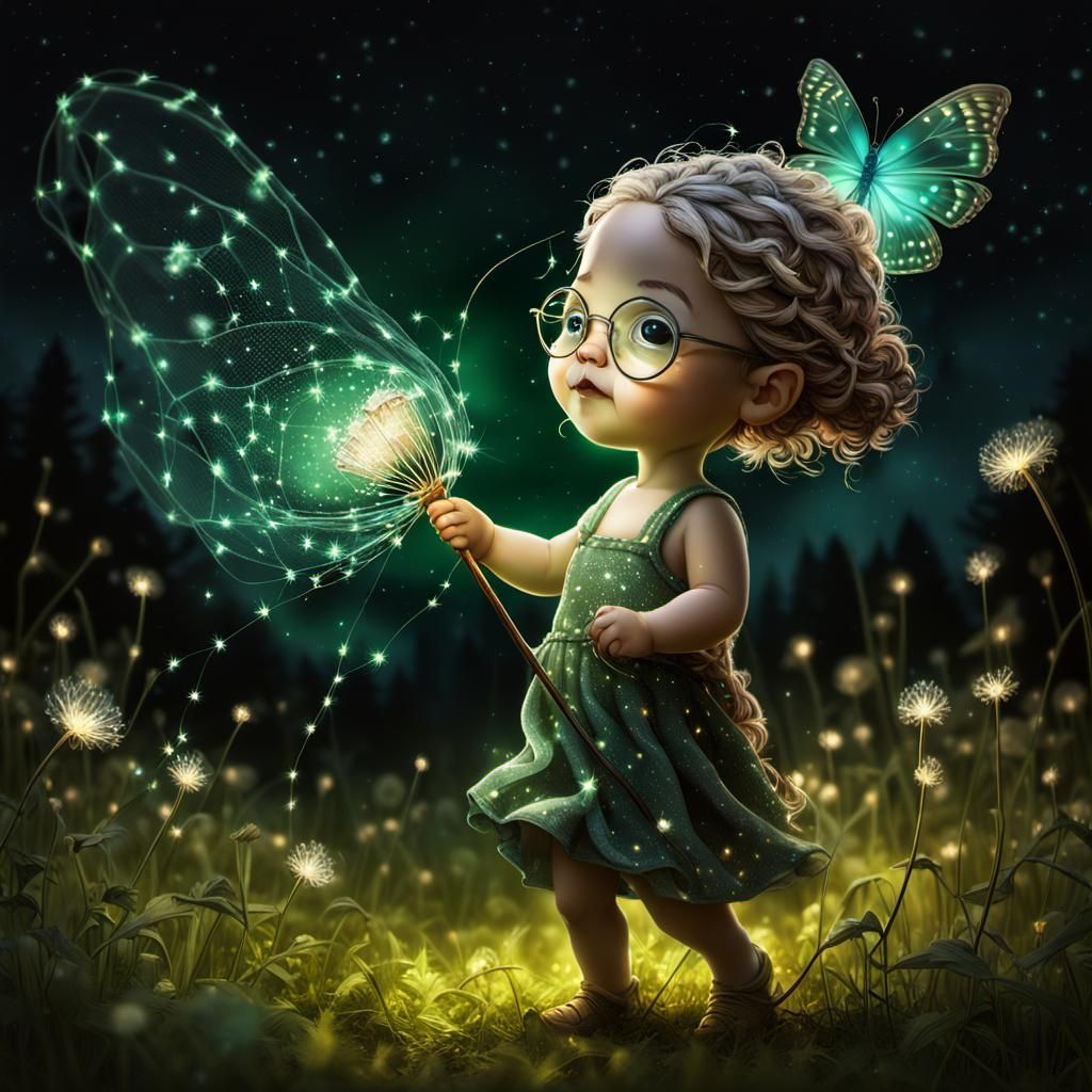 Chibi Toddler's Magical Night Butterfly Chase