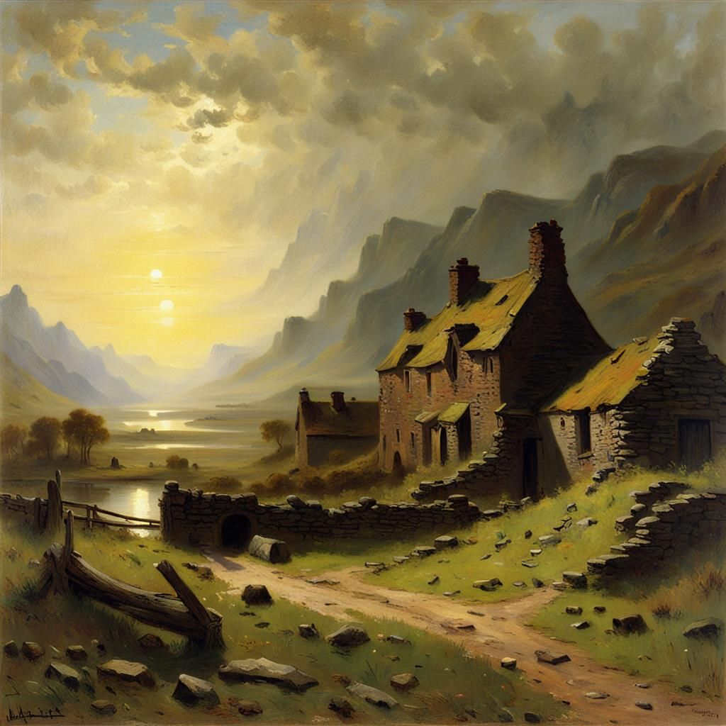 Scottish Village in the Style of Bierstadt