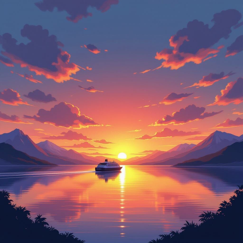 Sunset Cruise: Anime Key Visual Style