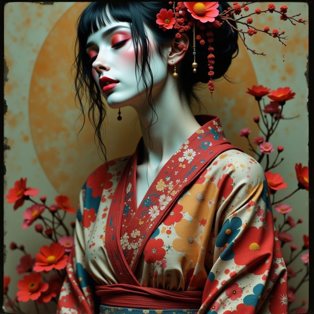 Surreal Sepia Portrait of a Woman with Sculptural Form