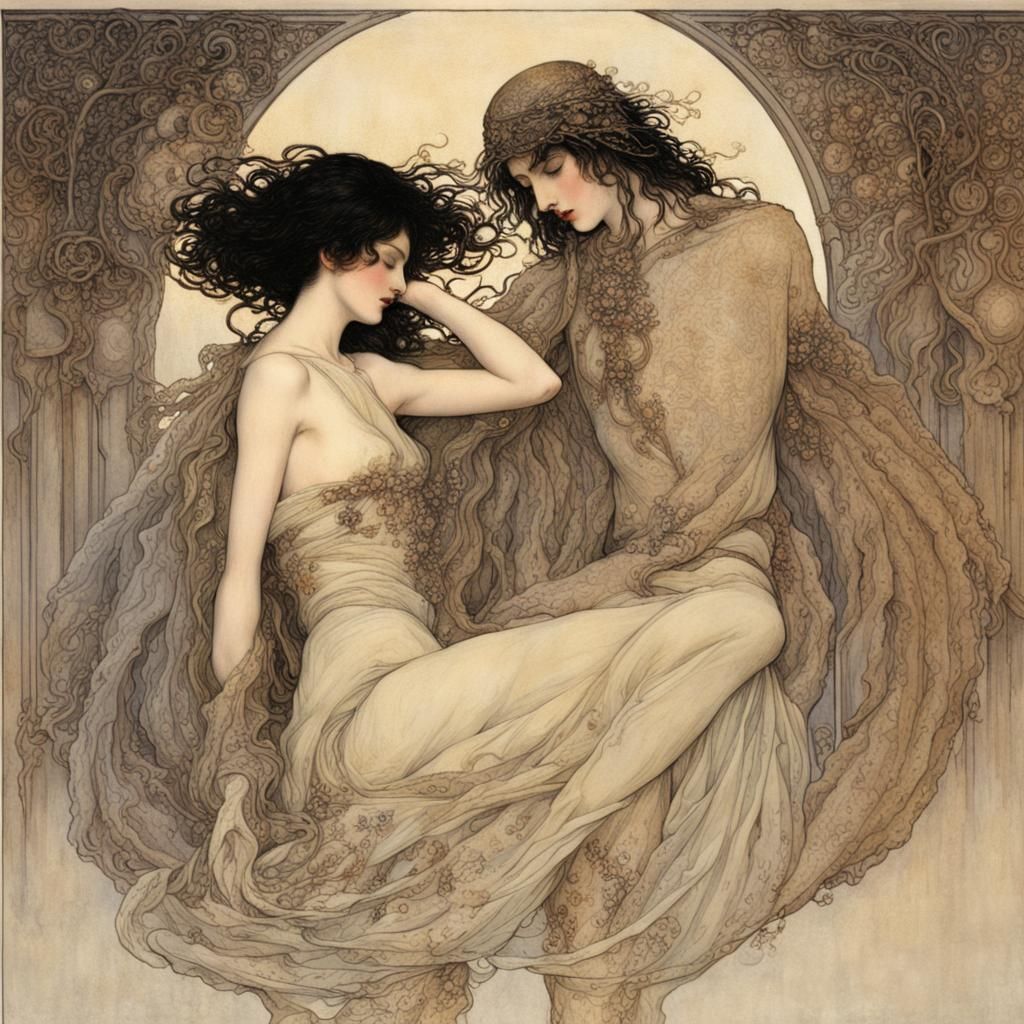 Ornate Depiction of Passionate Love and Agony