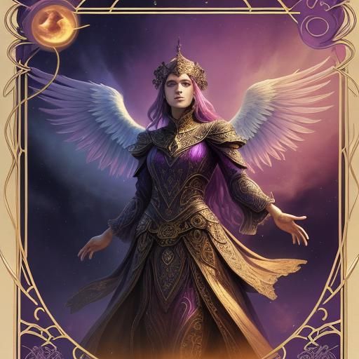 Crossroads Choice with Ethereal Figures in Art Nouveau Style