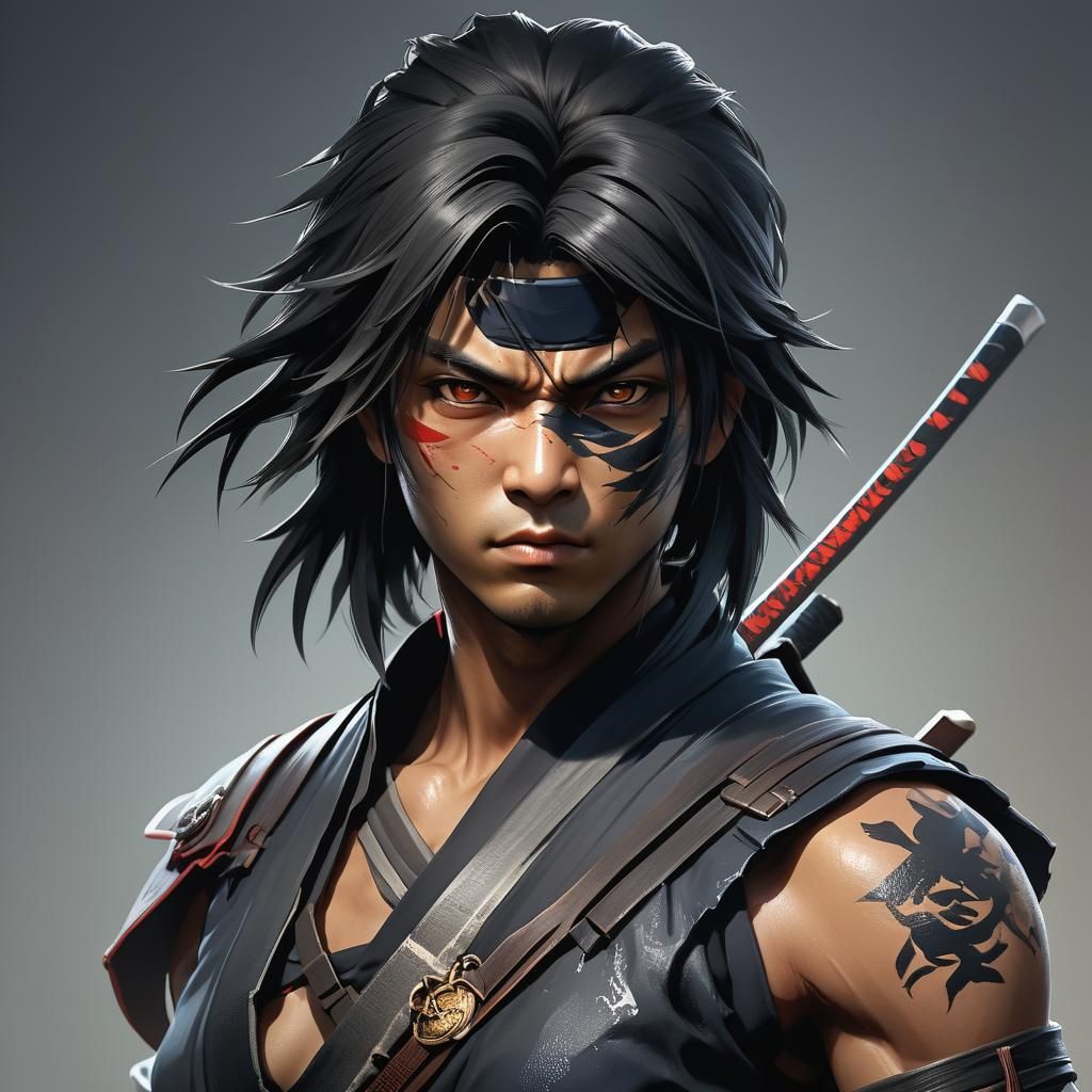 Ninja Assassin Portrait in Hyperdetailed Style