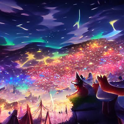 Spectacular Starry Sky with Colorful Lights
