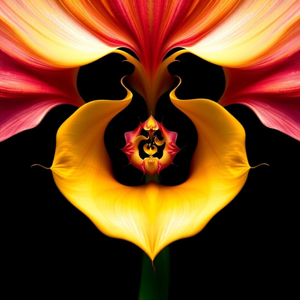 Hyperrealistic Calla Lily in Vibrant Colors and Fractal Spir...
