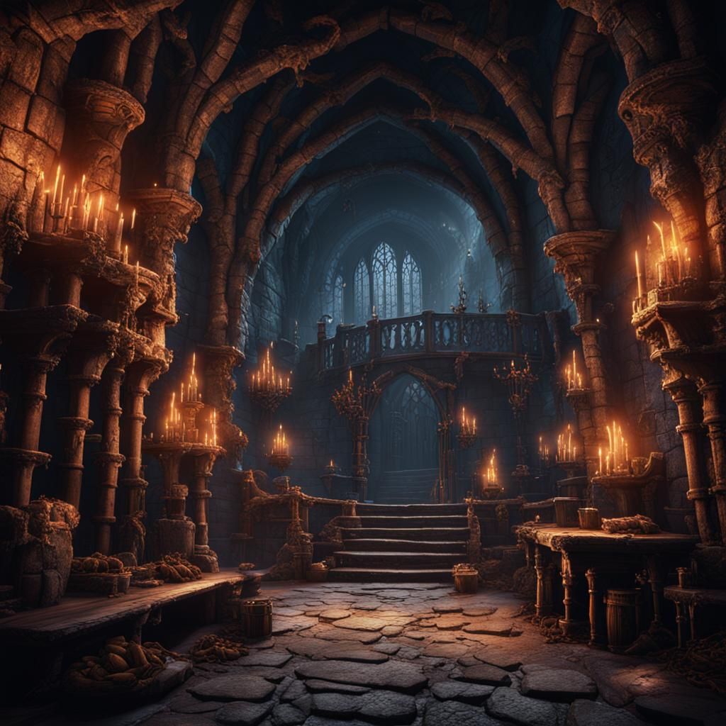 Medieval Dark Fantasy Dungeon Lair in High Resolution