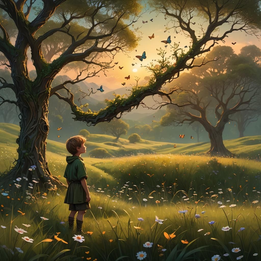 Child in Meadow Fantasy Concept Art