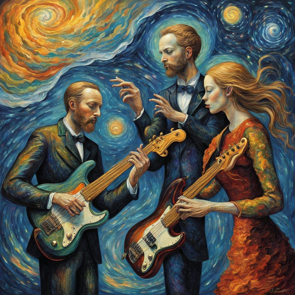 Interstellar Musicians Play Cosmic Strings in Vibrant Neo-Im...