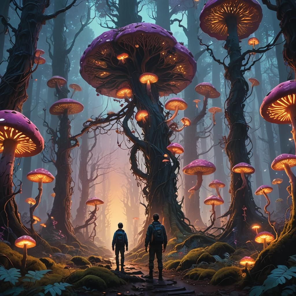 Mystical Forest Scene in Digital Painting Style