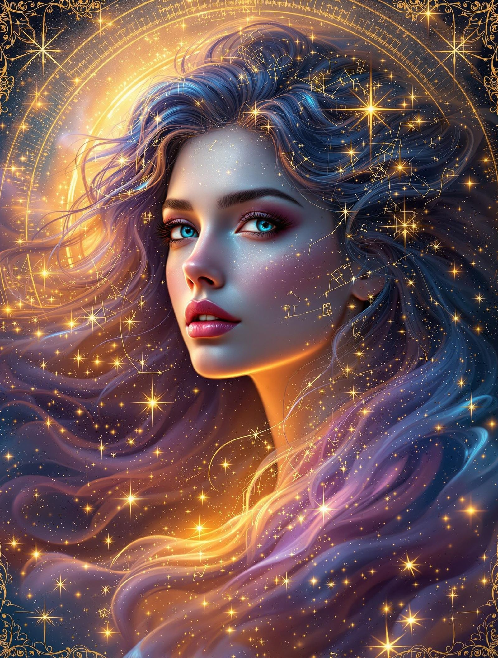 Surreal Celestial Portrait in Cosmic Surrealism Style