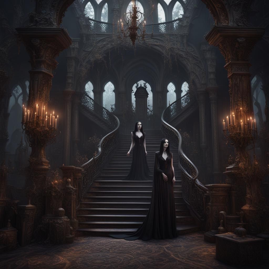 Detailed Matte Painting of Morticia Addams
