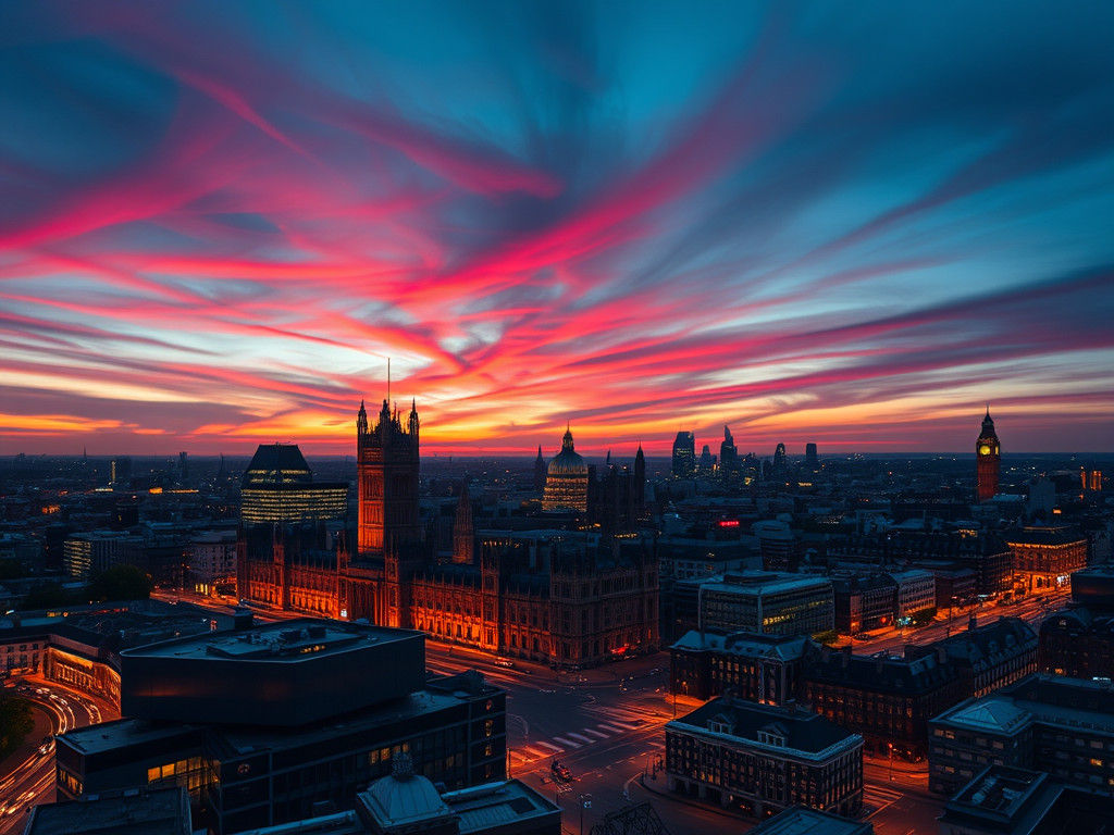 London Dusk: Houses of Parliament Silhouette
