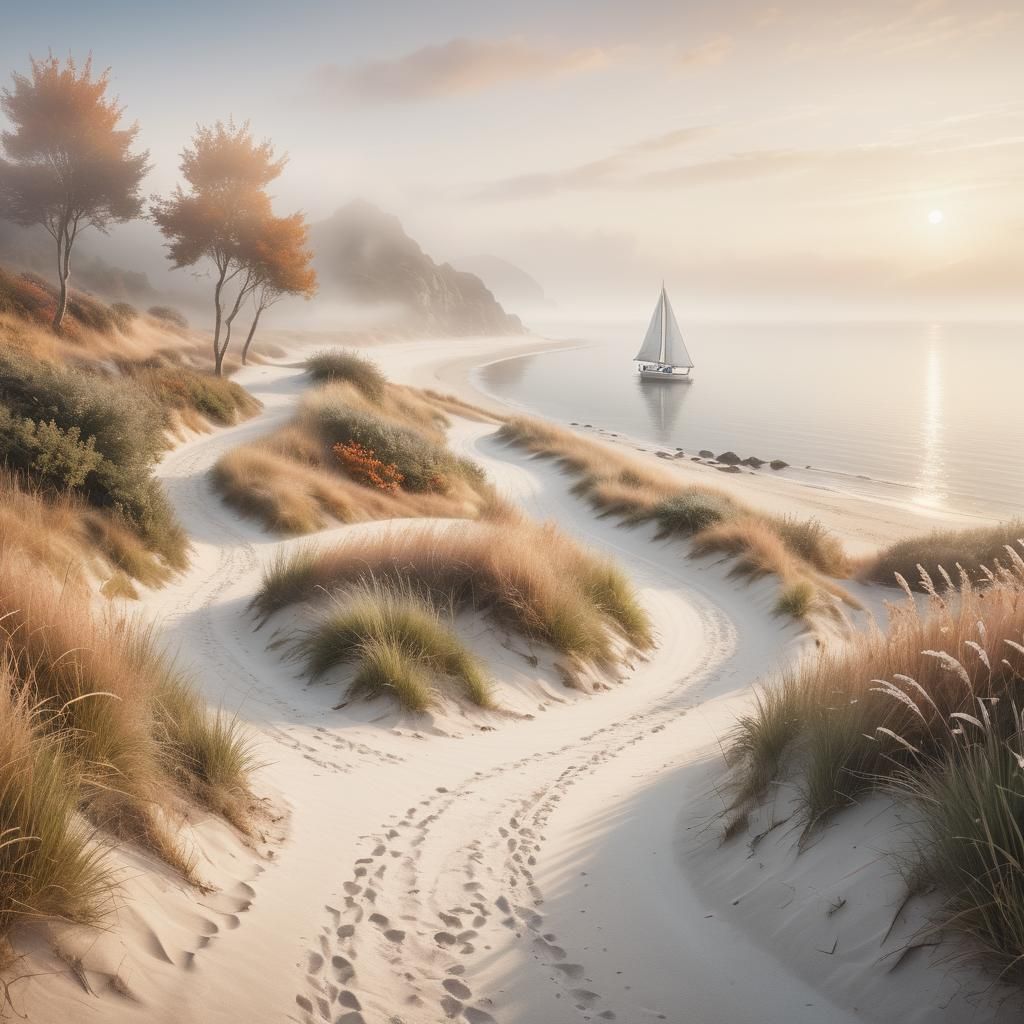 Ethereal Beach Path in Dreamy Romanticism Style