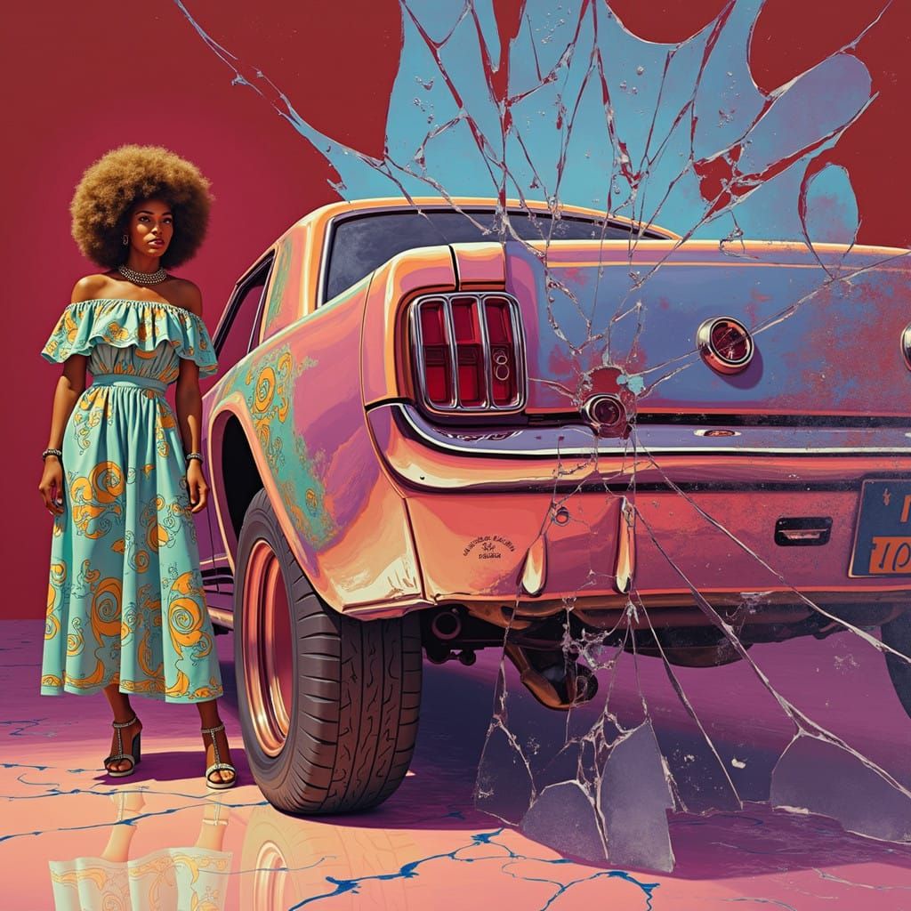 Psychedelic Reflections of a 1965 Ford Mustang