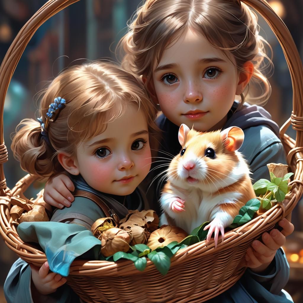 Child with Hamster Portrait in Detailed Lighting