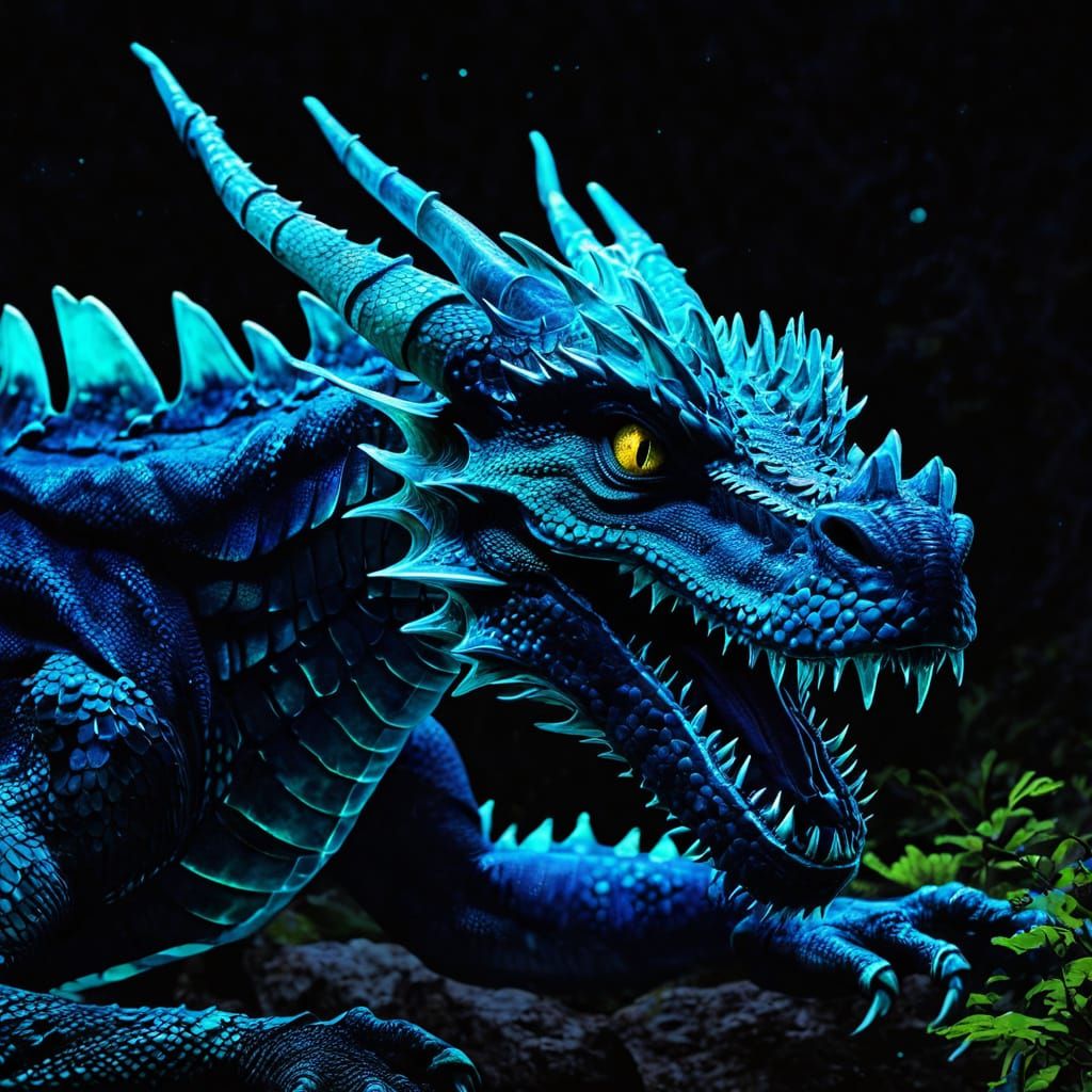 Bioluminescent Dragon Shimmers in the Dark