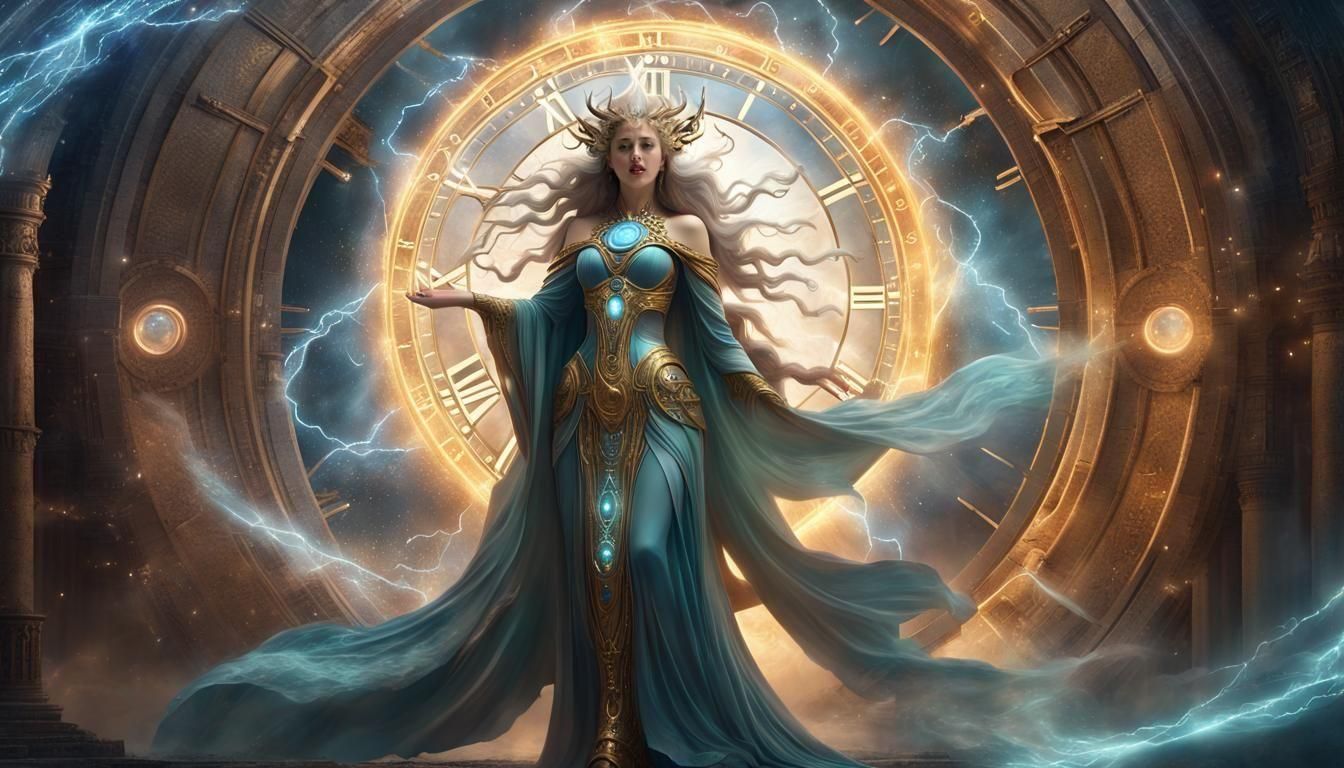 Ethereal Goddess of Time and Magic: Fantasy Art