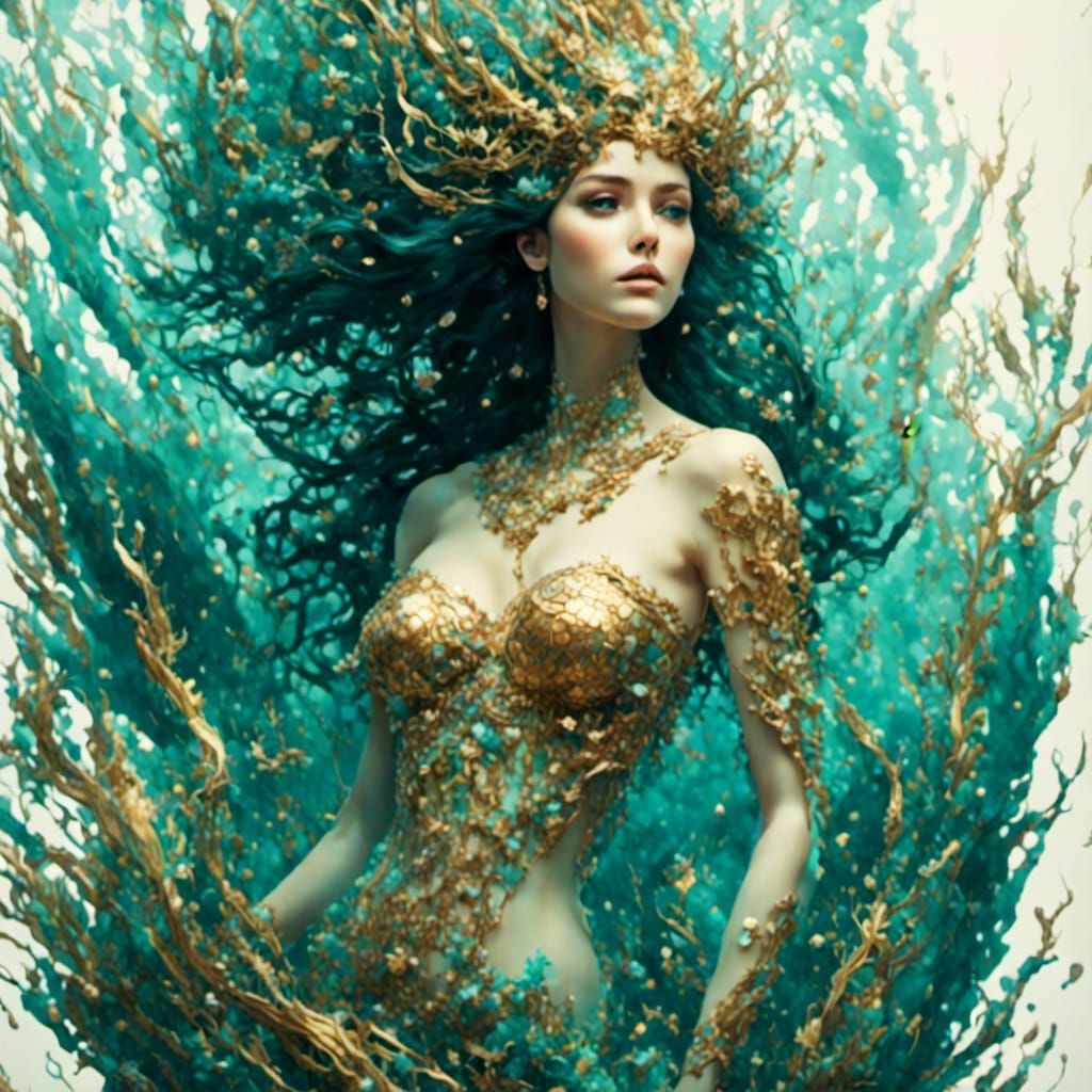 Hyperrealistic Mermaid's Sunken Ship Discovery