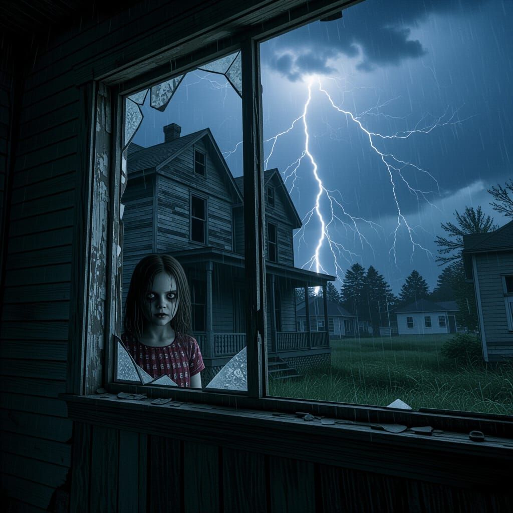 Frightening Old House in Dark, Stormy Abandoned Neighborhood