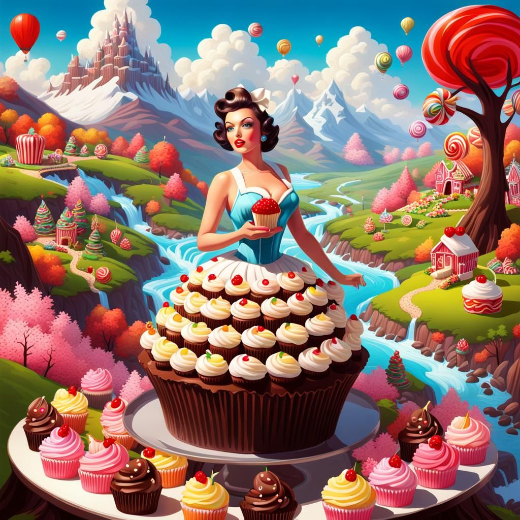 Sweet Candy Land with Pinup Calendar Girl