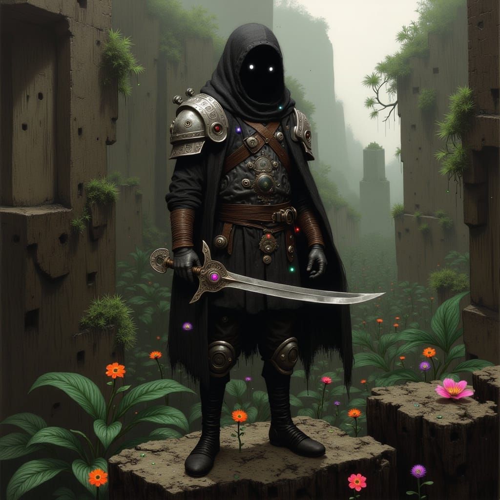 Epic Fantasy Adventurer in Jungle Ruins