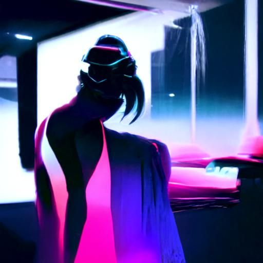 Synthwave Neon Portrait of a Femme Fatale