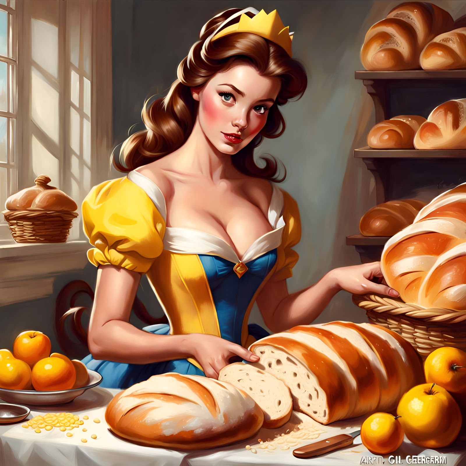 Princess Belle Baking Bread: A Pin-Up Portrait