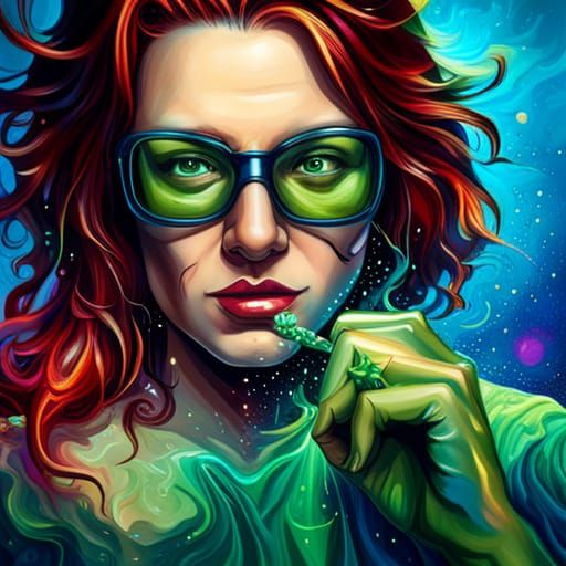 Marijuana Superhero in Graffiti Splash Art Style