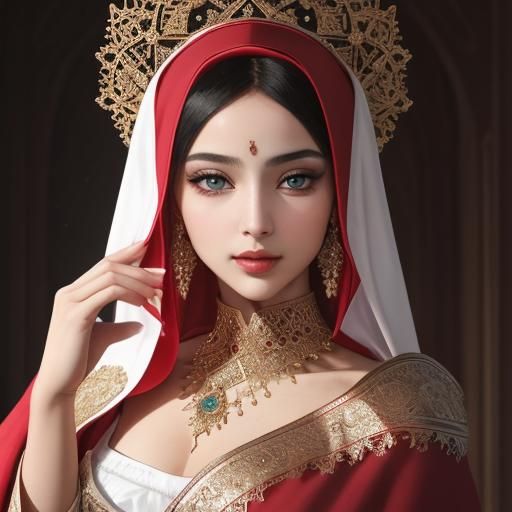 Hijab Arabian beauty with blue eyes