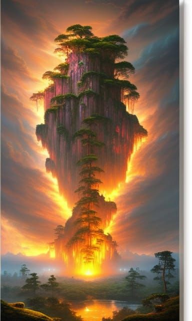 Mystical Forest Cave Entrance Digital Painting