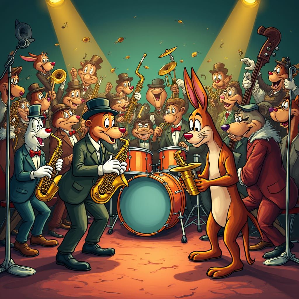 Dynamic Jazz Band Showdown in 1920s Style