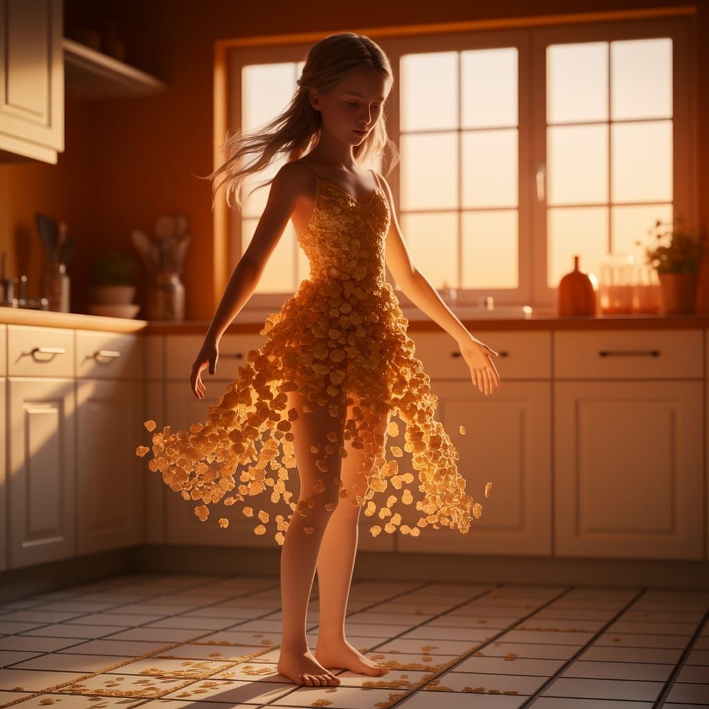 Girl in cornflake dress