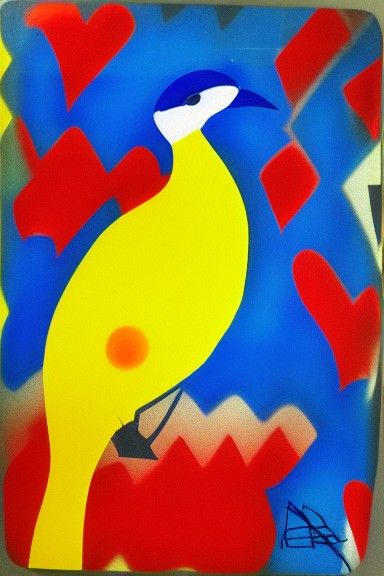 Bird Graffiti Pattern in Matisse Style