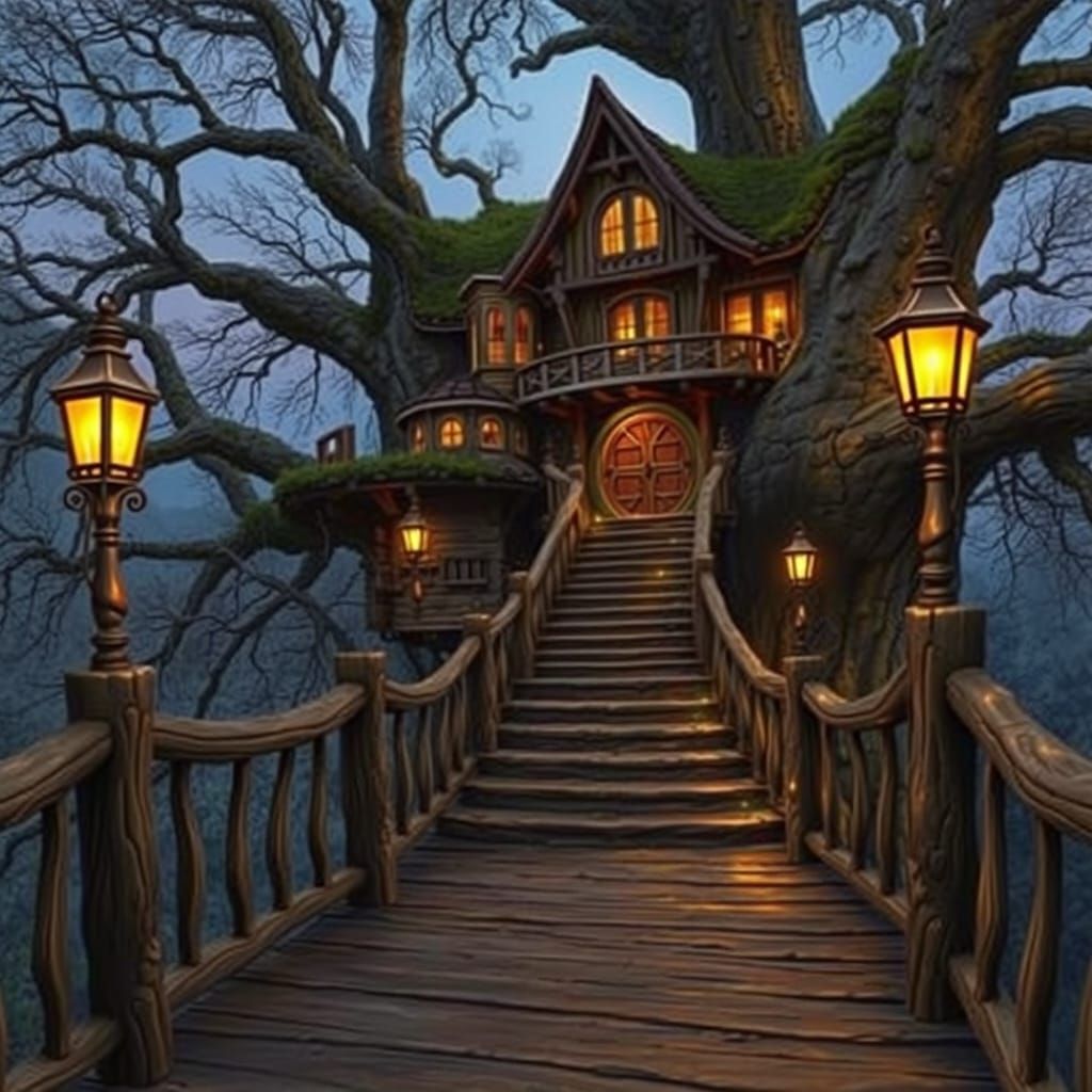 Fantasy Treehouse Mansion in a Mystical Forest