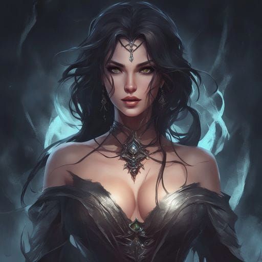 Dark-Haired Witch of Mesmerizing Beauty, Royo Style