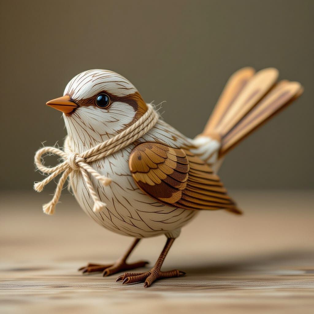 Decorative Wooden Bird Sculpture
