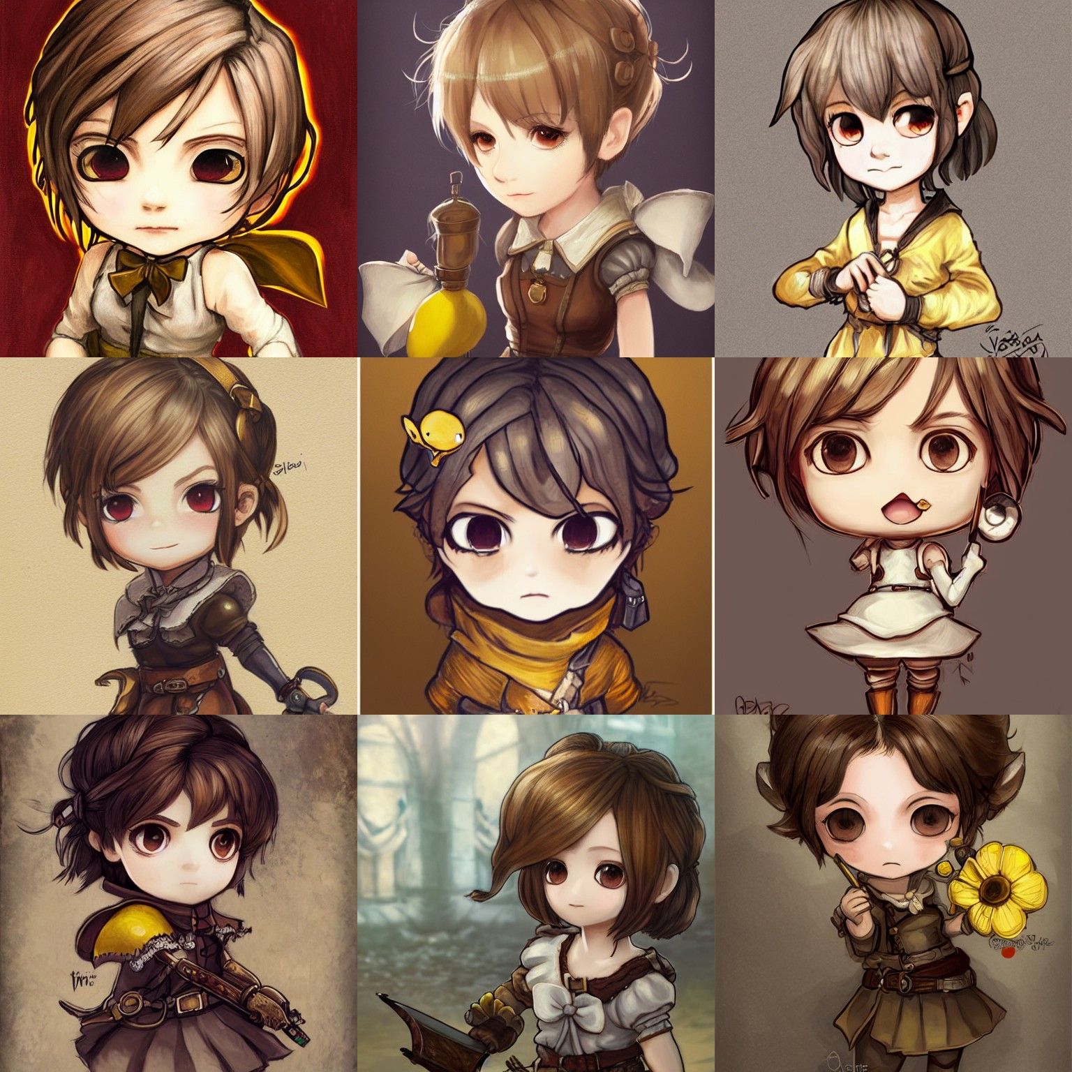 Chibi Girl Portrait with Yellow Bow
