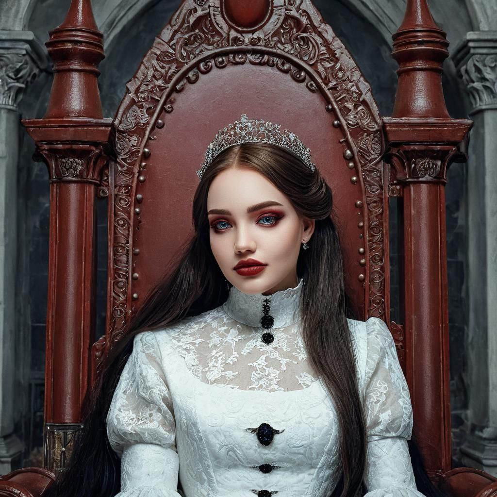 Gothic Vampire Bride Portrait in Art Nouveau Style