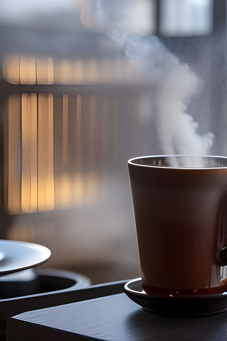 Steamy Coffee in Apothecary Shop, Hyperdetailed Art