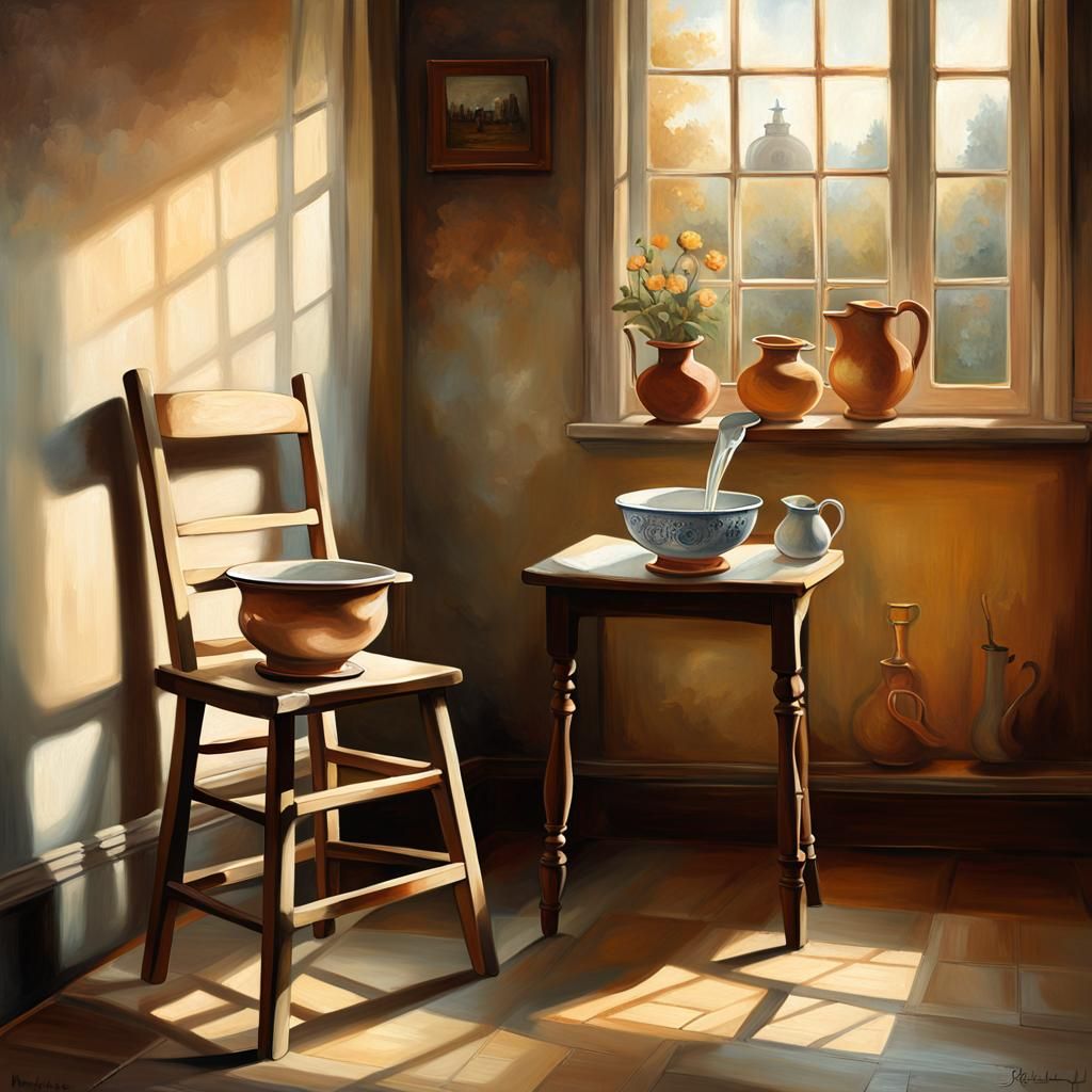 Nursery Still Life: Romantic Realism Oil Painting