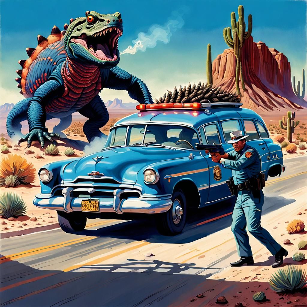 Highway Patrolman Versus Giant Gila Monster