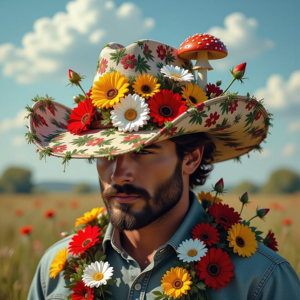 Floral Cowboy Hat Encaustic Painting