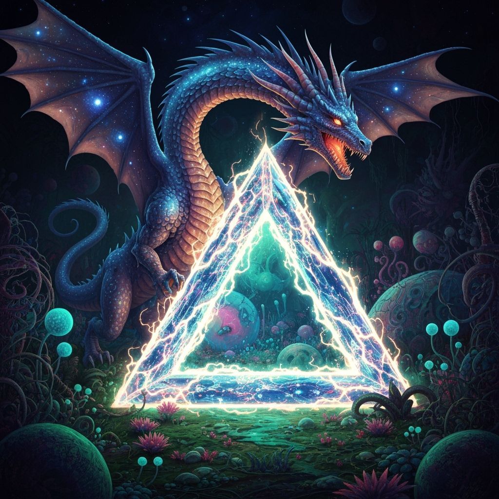 Cosmic Dragon Guardian of Quantum Portal, Art Nouveau