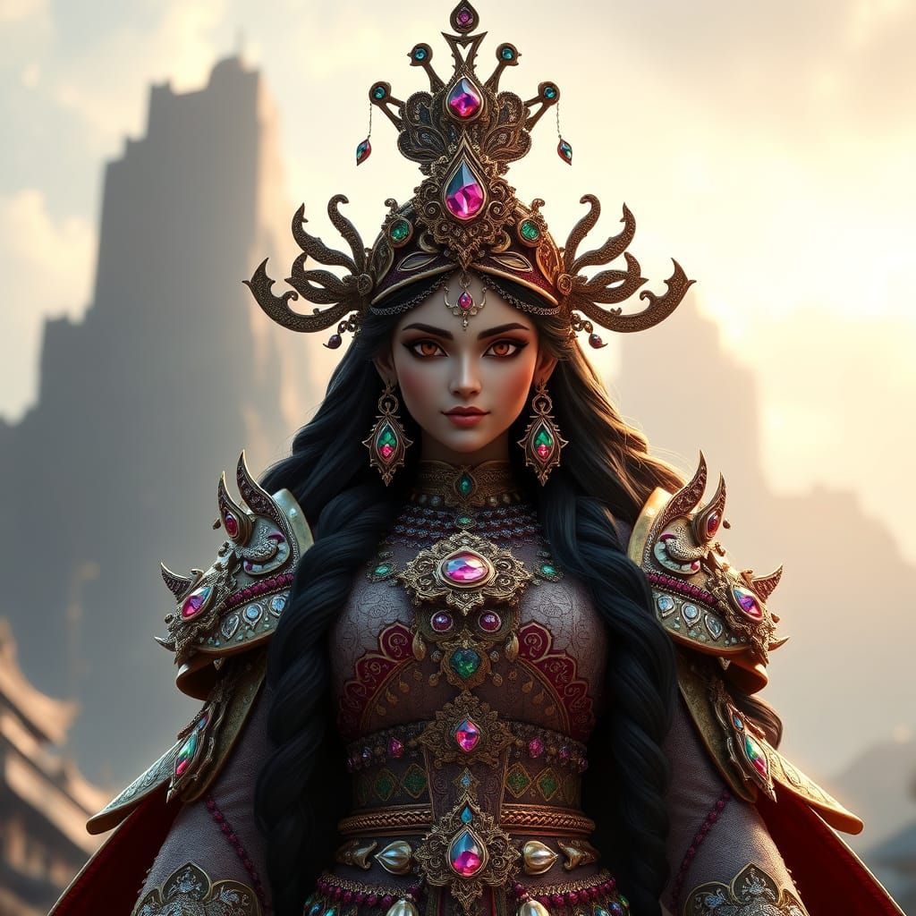 Iranian Fortune Goddess Ashi in Divine Costume