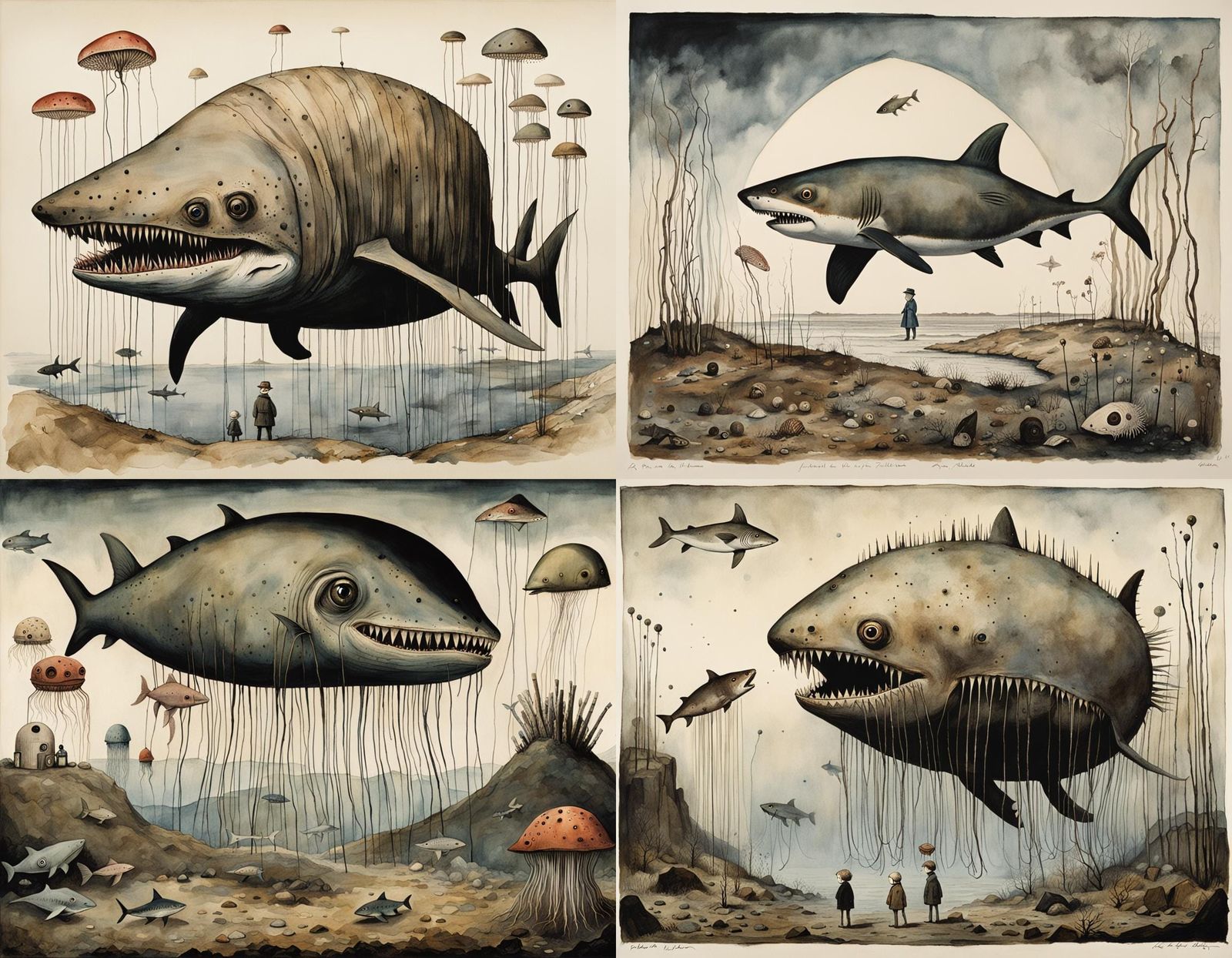 Cyclops Homunculus Shark: A Bizarre Watercolor Creature