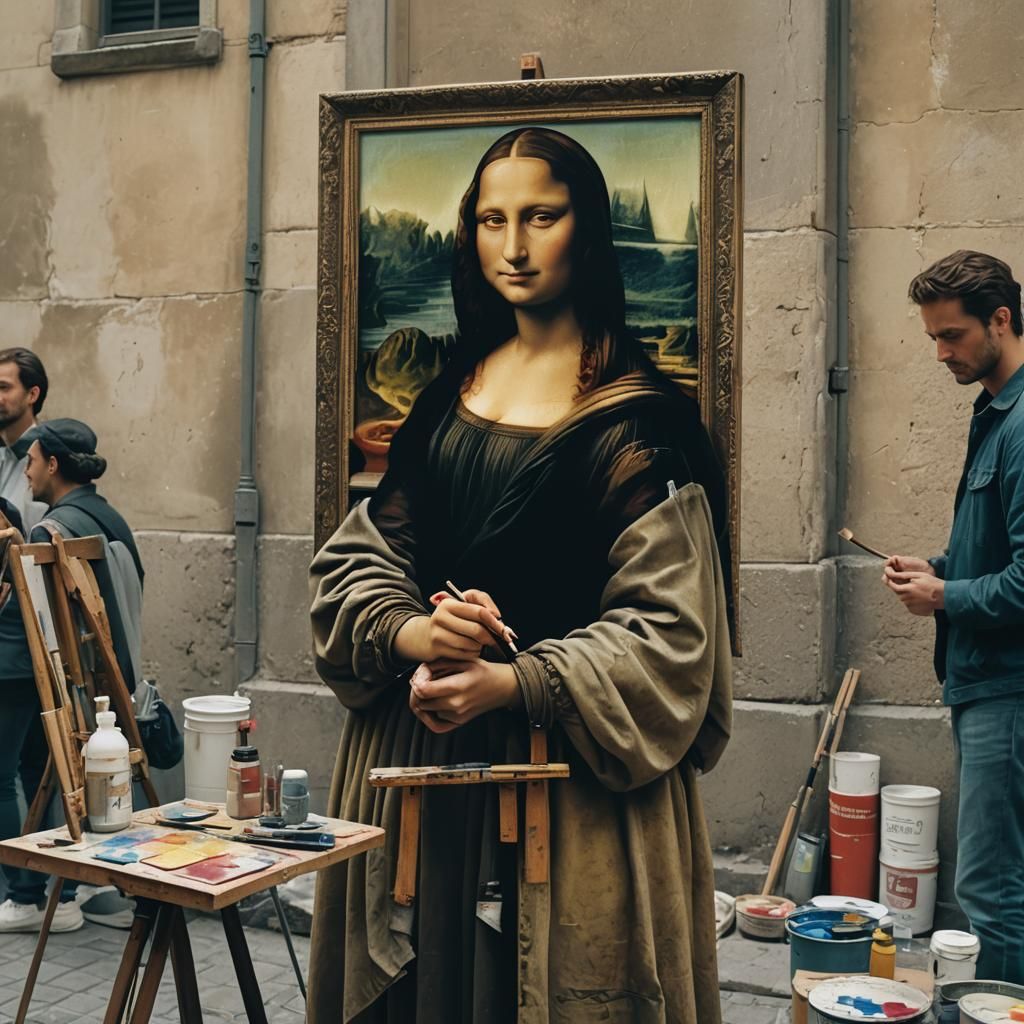 Mona Lisa Painting in France: Cinematic Film Still